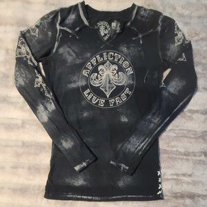 Affliction Long Sleeve Top Size Sm